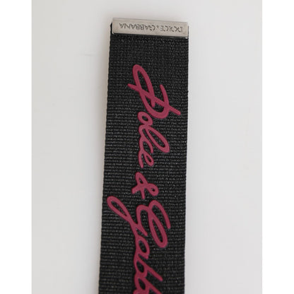 Dolce & Gabbana Black Red Polyester DG Logo Silver Men Keychain Keyring Dolce & Gabbana