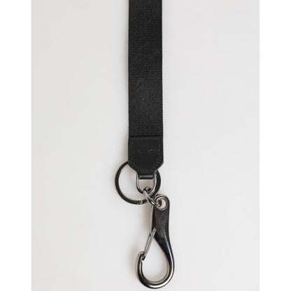 Dolce & Gabbana Black Red Polyester DG Logo Silver Men Keychain Keyring Dolce & Gabbana