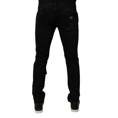 Dolce & Gabbana Black Ripped Cotton Skinny Men Denim Jeans Dolce & Gabbana