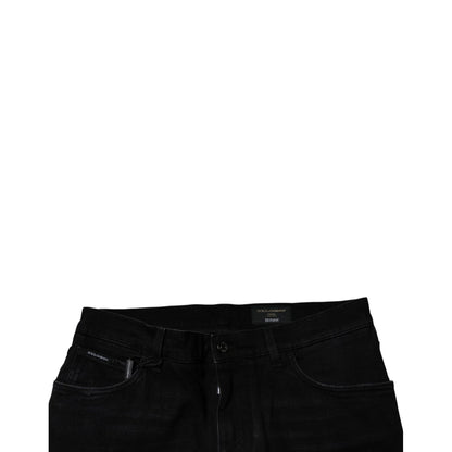 Dolce & Gabbana Black Ripped Cotton Skinny Men Denim Jeans Dolce & Gabbana