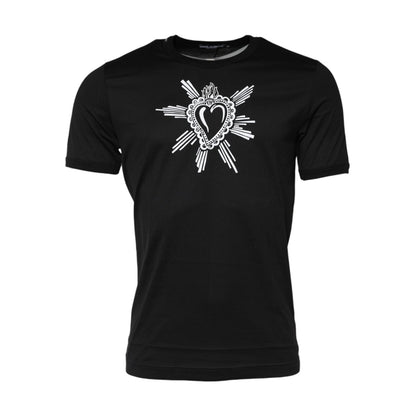 Dolce & Gabbana Black Sacred Heart Cotton Crew Neck T-shirt Dolce & Gabbana