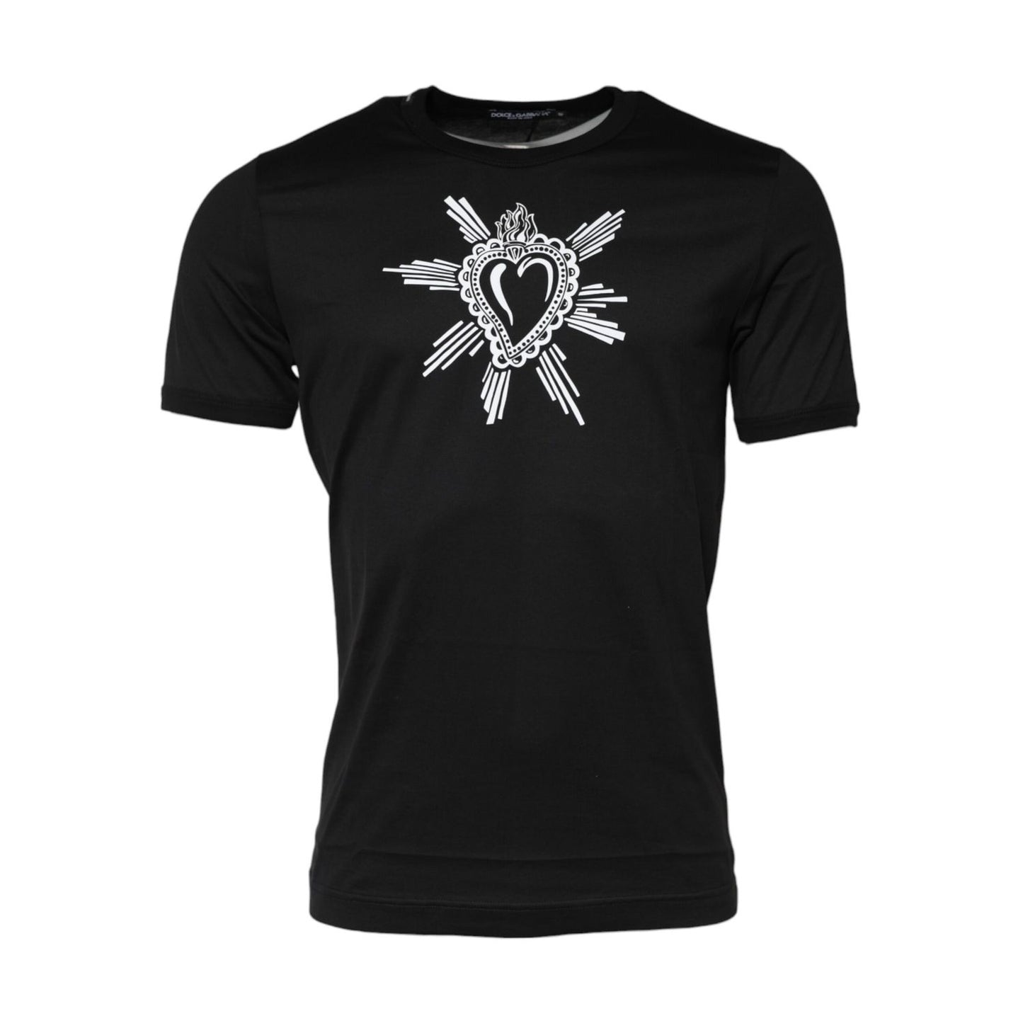 Dolce & Gabbana Black Sacred Heart Cotton Crew Neck T-shirt Dolce & Gabbana