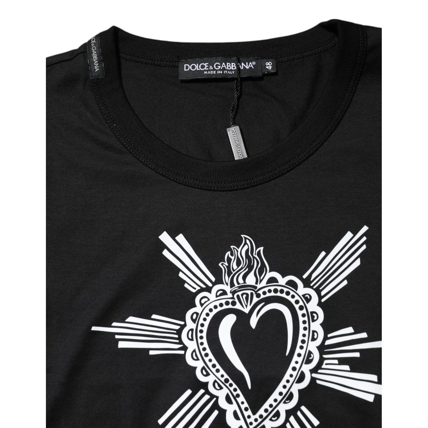 Dolce & Gabbana Black Sacred Heart Cotton Crew Neck T-shirt Dolce & Gabbana