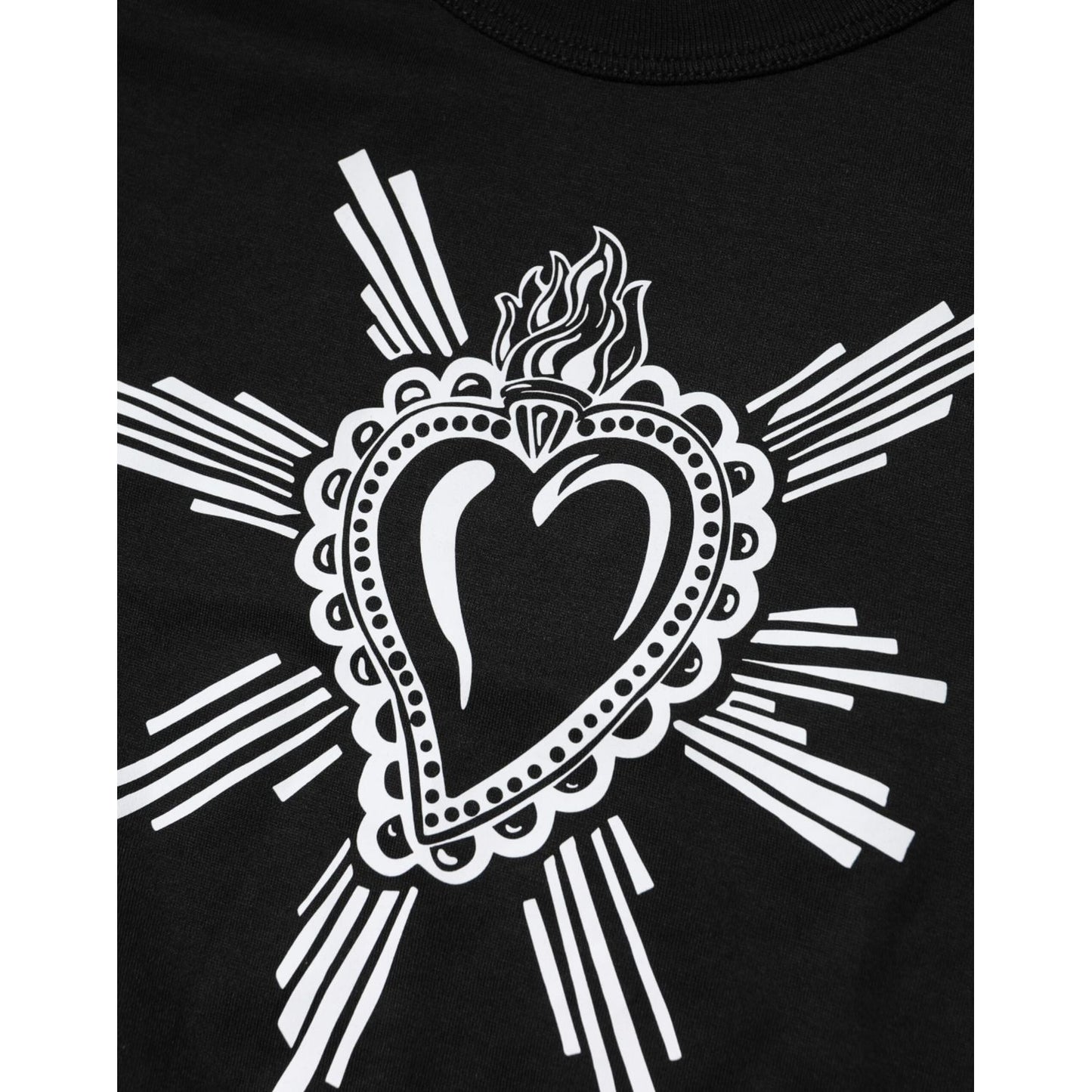 Dolce & Gabbana Black Sacred Heart Cotton Crew Neck T-shirt Dolce & Gabbana