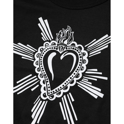 Dolce & Gabbana Black Sacred Heart Cotton Crew Neck T-shirt Dolce & Gabbana