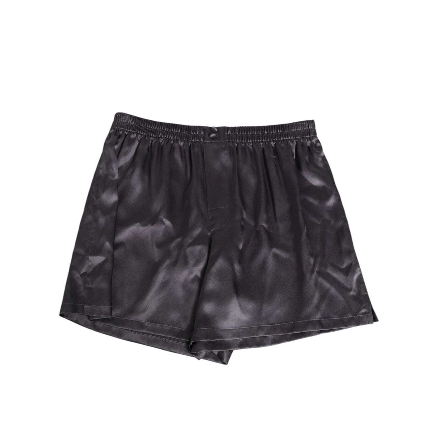 Dolce & Gabbana Black Satin Silk Elastic Men Boxer Short Swimwear Dolce & Gabbana