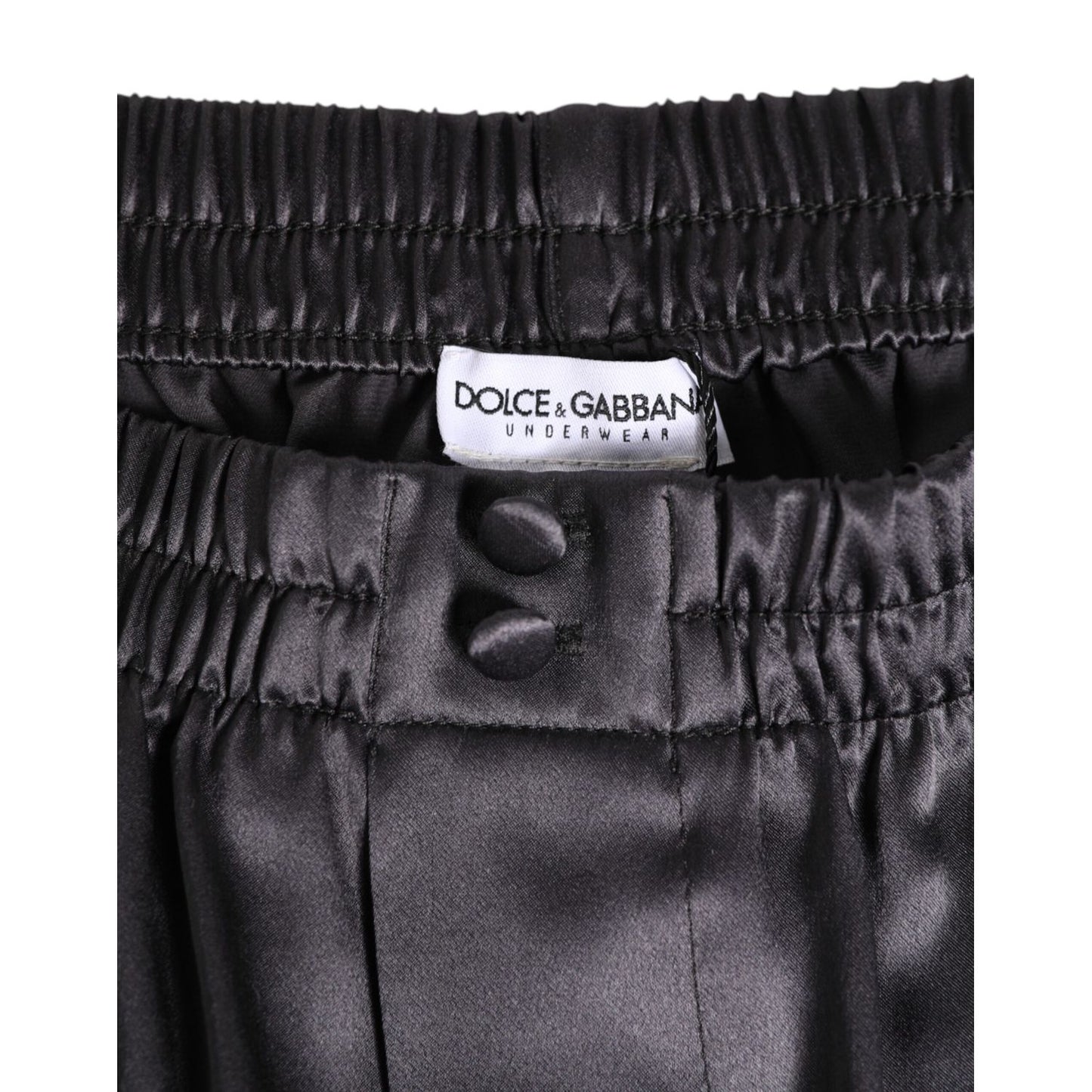 Dolce & Gabbana Black Satin Silk Elastic Men Boxer Short Swimwear Dolce & Gabbana