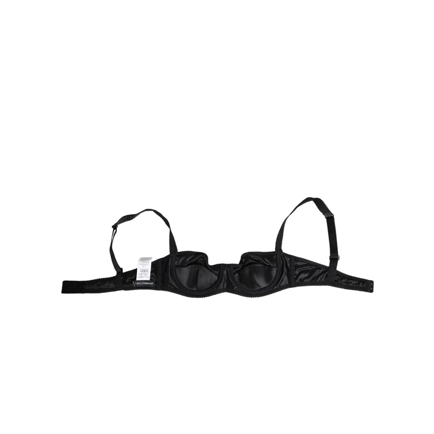 Dolce & Gabbana Black Satin Underwire Bra Lingerie IT2 Underwear