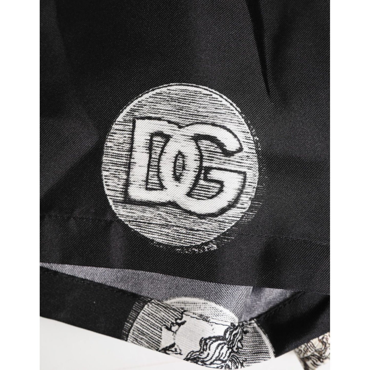 Dolce & Gabbana Black Silk Ancient Coin Print Boxer Short Swimwear Dolce & Gabbana