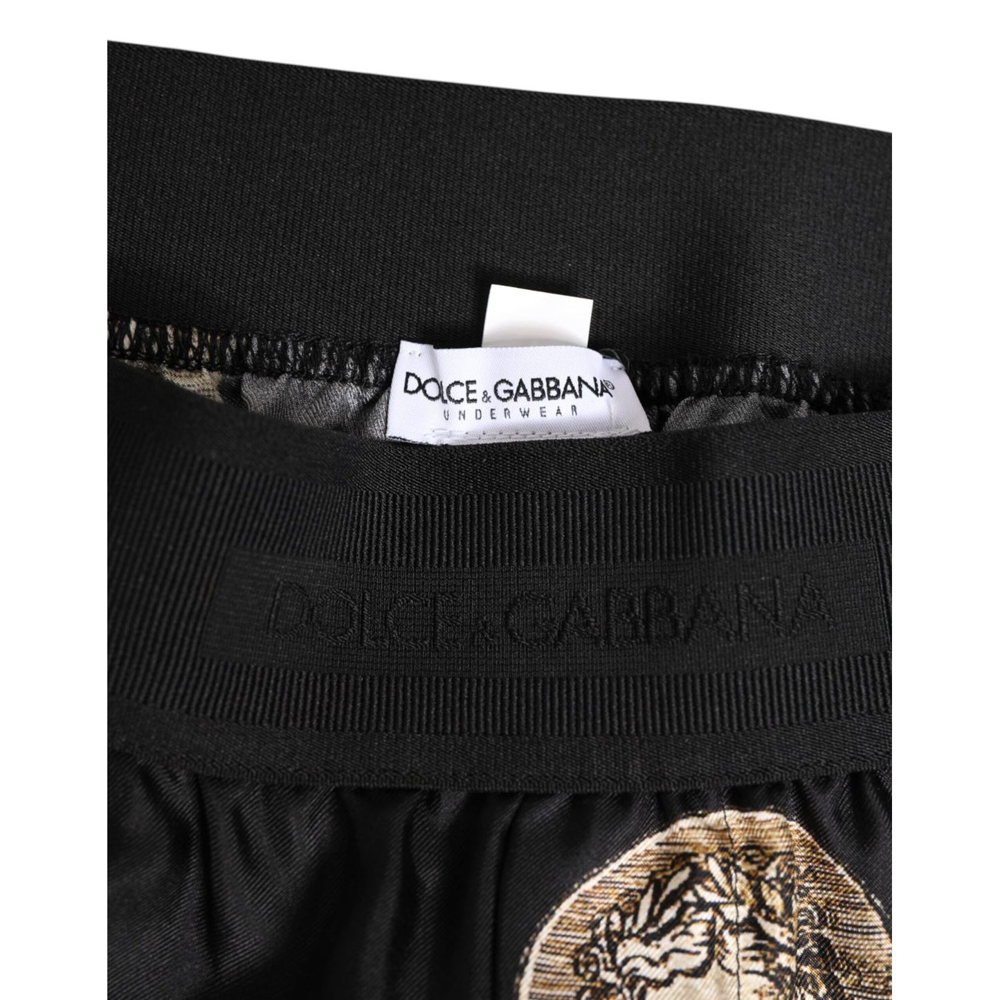 Dolce & Gabbana Black Silk Ancient Coin Print Boxer Short Swimwear Dolce & Gabbana