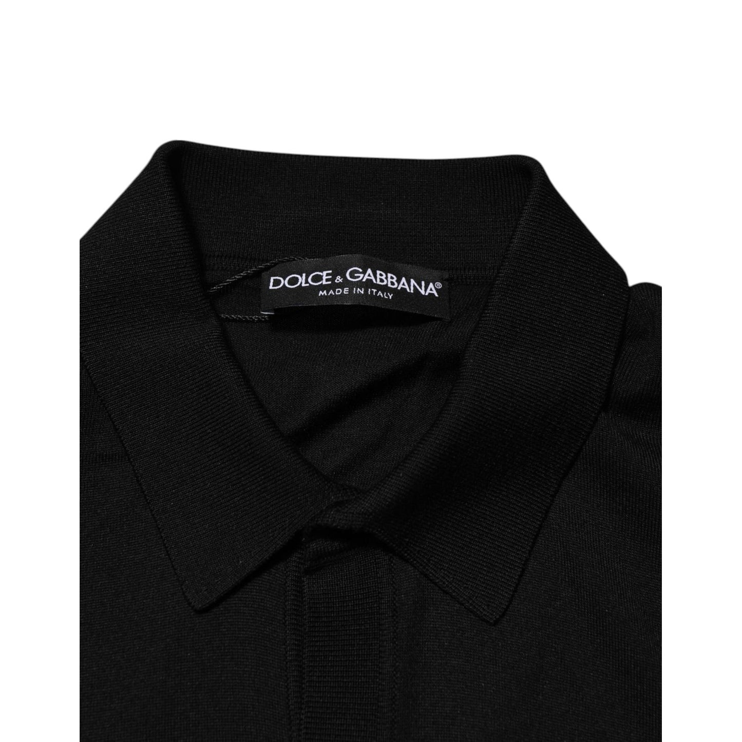 Dolce & Gabbana Black Silk Button Up Lightweight Sweater Dolce & Gabbana
