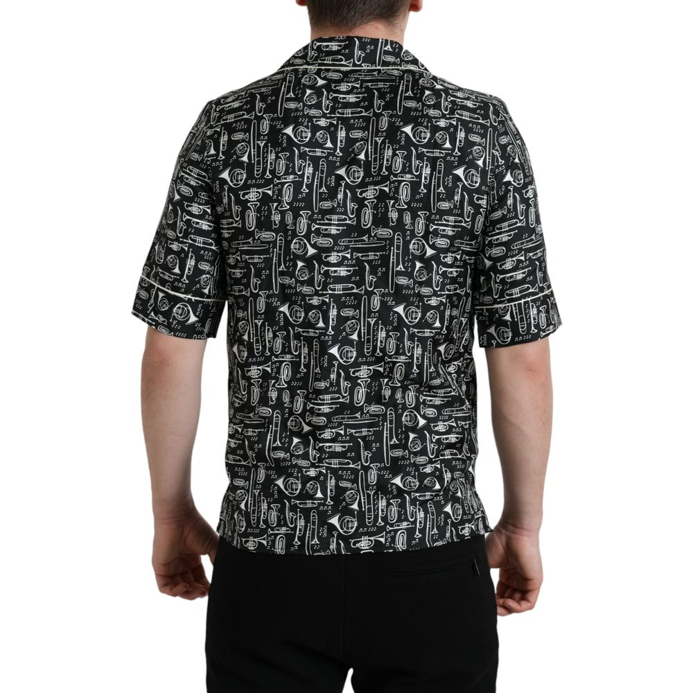 Dolce & Gabbana Black Silk Pattern Shirt Dolce & Gabbana