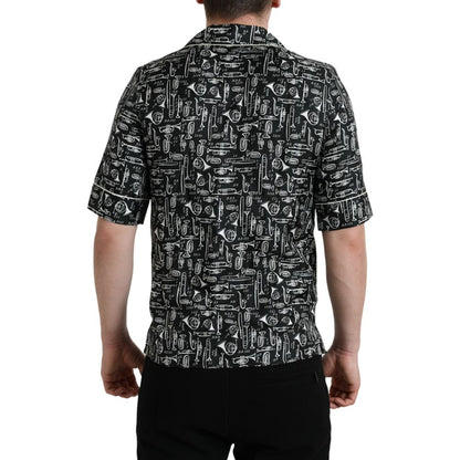 Dolce & Gabbana Black Silk Pattern Shirt Dolce & Gabbana