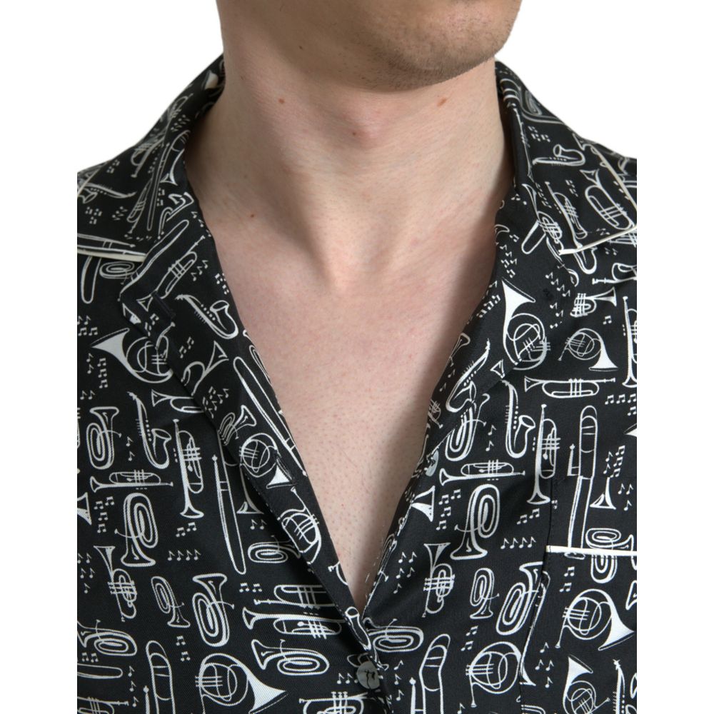 Dolce & Gabbana Black Silk Pattern Shirt Dolce & Gabbana
