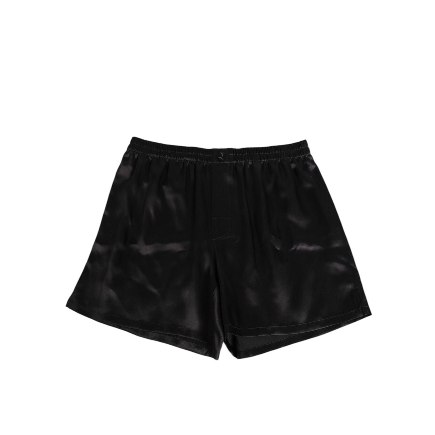 Dolce & Gabbana Black Silk Satin Elastic Men Boxer Short Swimwear