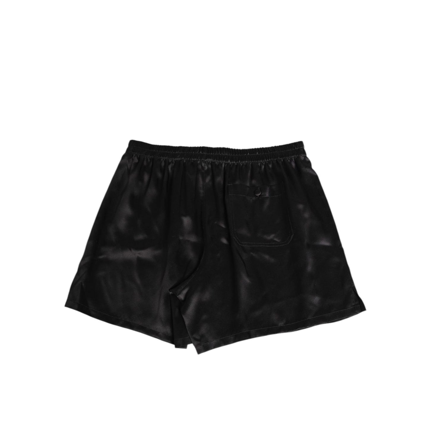 Dolce & Gabbana Black Silk Satin Elastic Men Boxer Short Swimwear Dolce & Gabbana