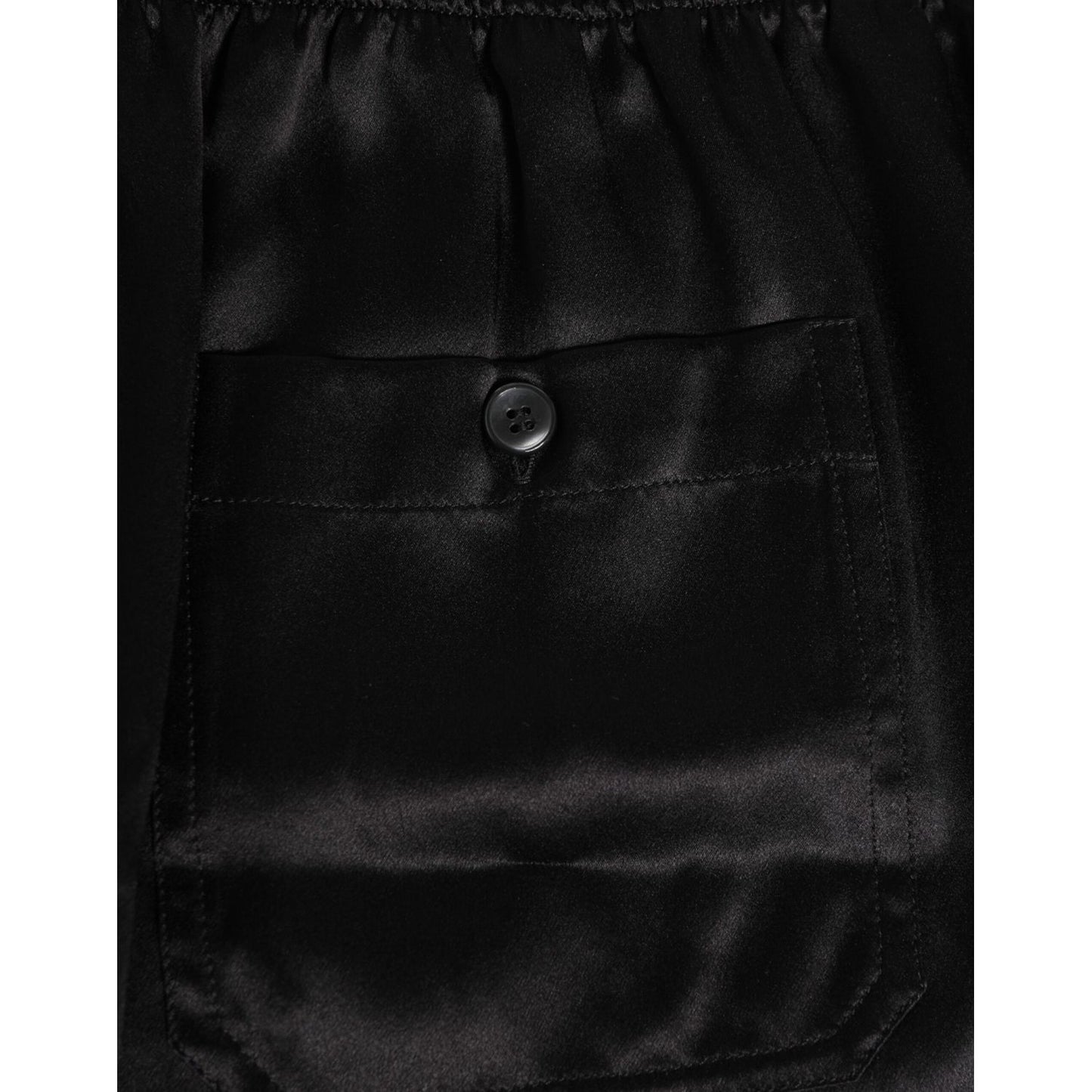 Dolce & Gabbana Black Silk Satin Elastic Men Boxer Short Swimwear Dolce & Gabbana
