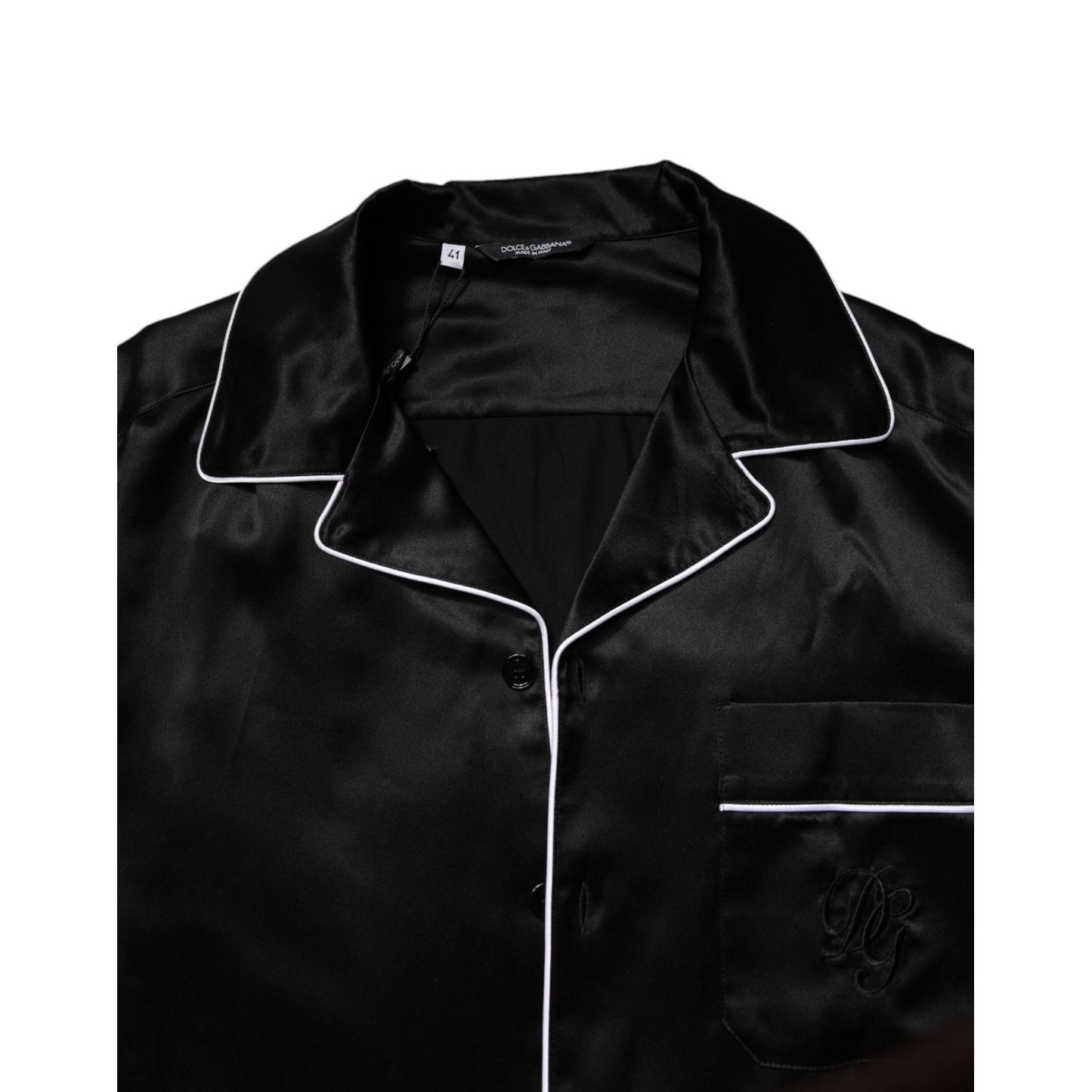 Dolce & Gabbana Black Silk Shirt Pants Pajama Set Sleepwear Dolce & Gabbana