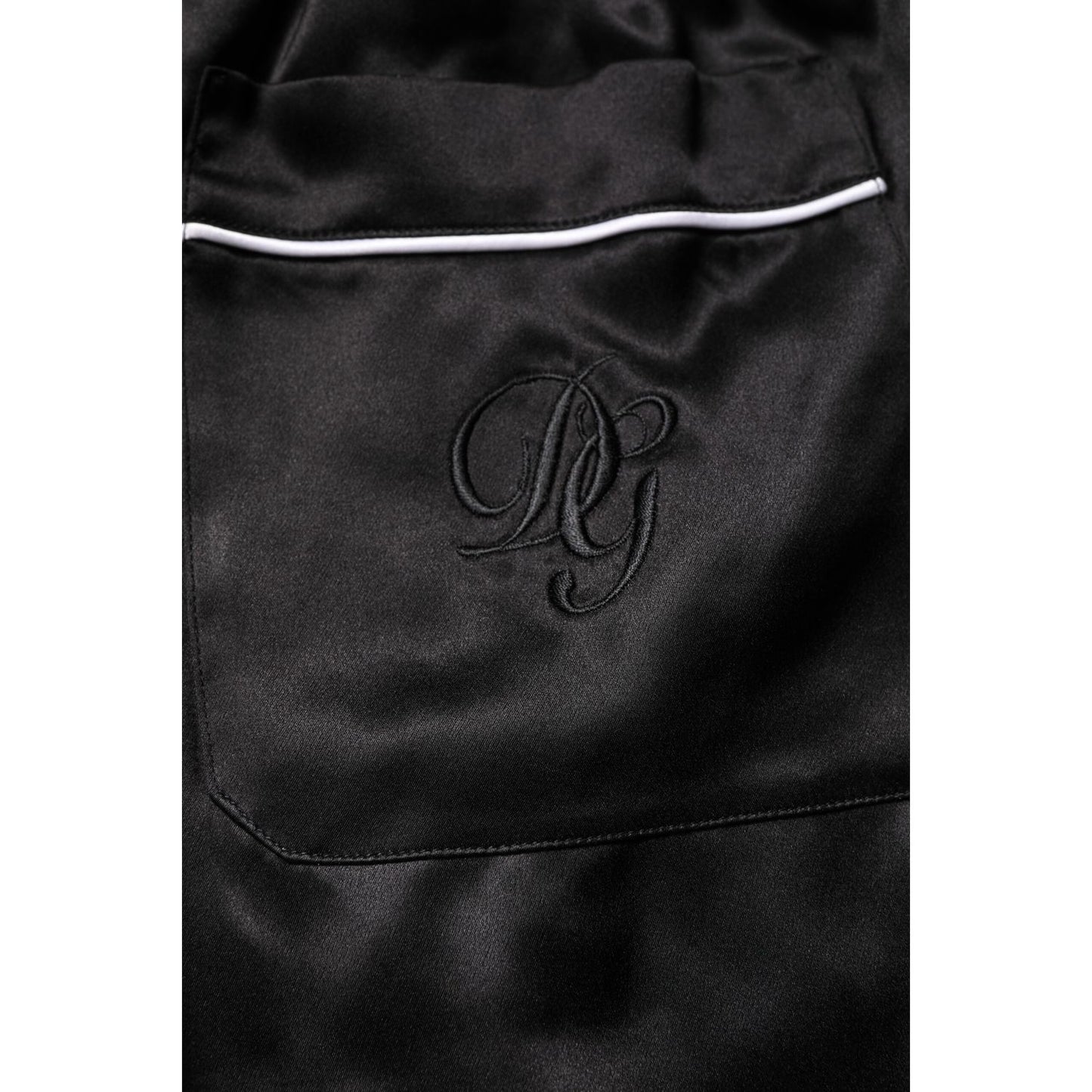 Dolce & Gabbana Black Silk Shirt Pants Pajama Set Sleepwear Dolce & Gabbana