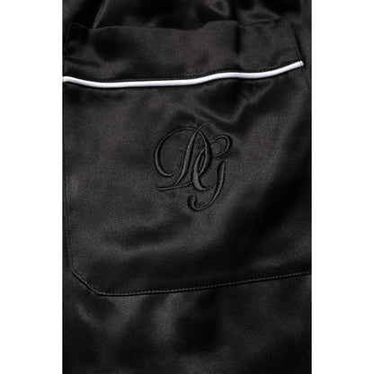 Dolce & Gabbana Black Silk Shirt Pants Pajama Set Sleepwear Dolce & Gabbana
