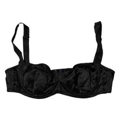 Dolce & Gabbana Black Silk Stretch Balconette Brassiere Underwear Dolce & Gabbana