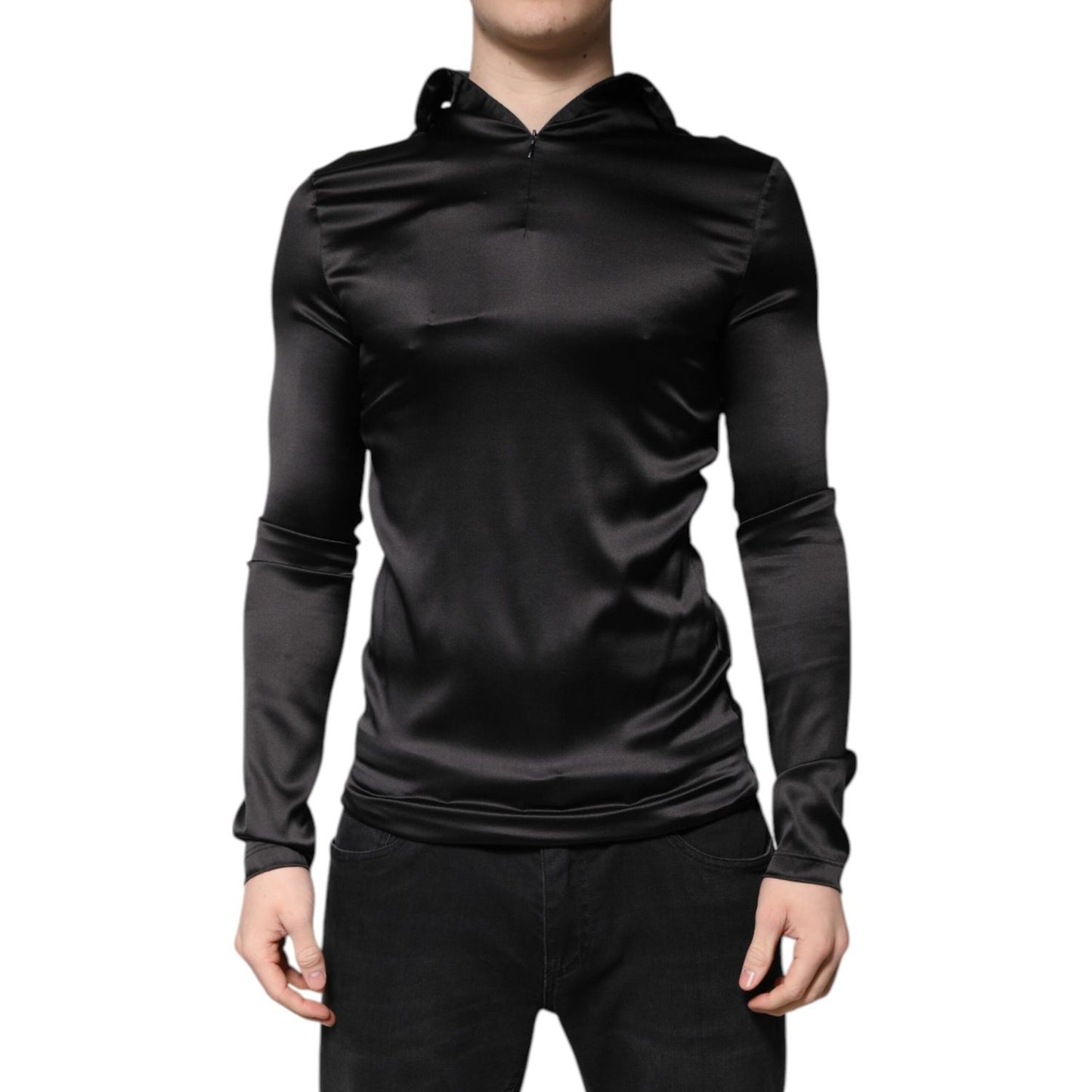 Dolce & Gabbana Black Silk Turtleneck Men Pullover Sweater Dolce & Gabbana