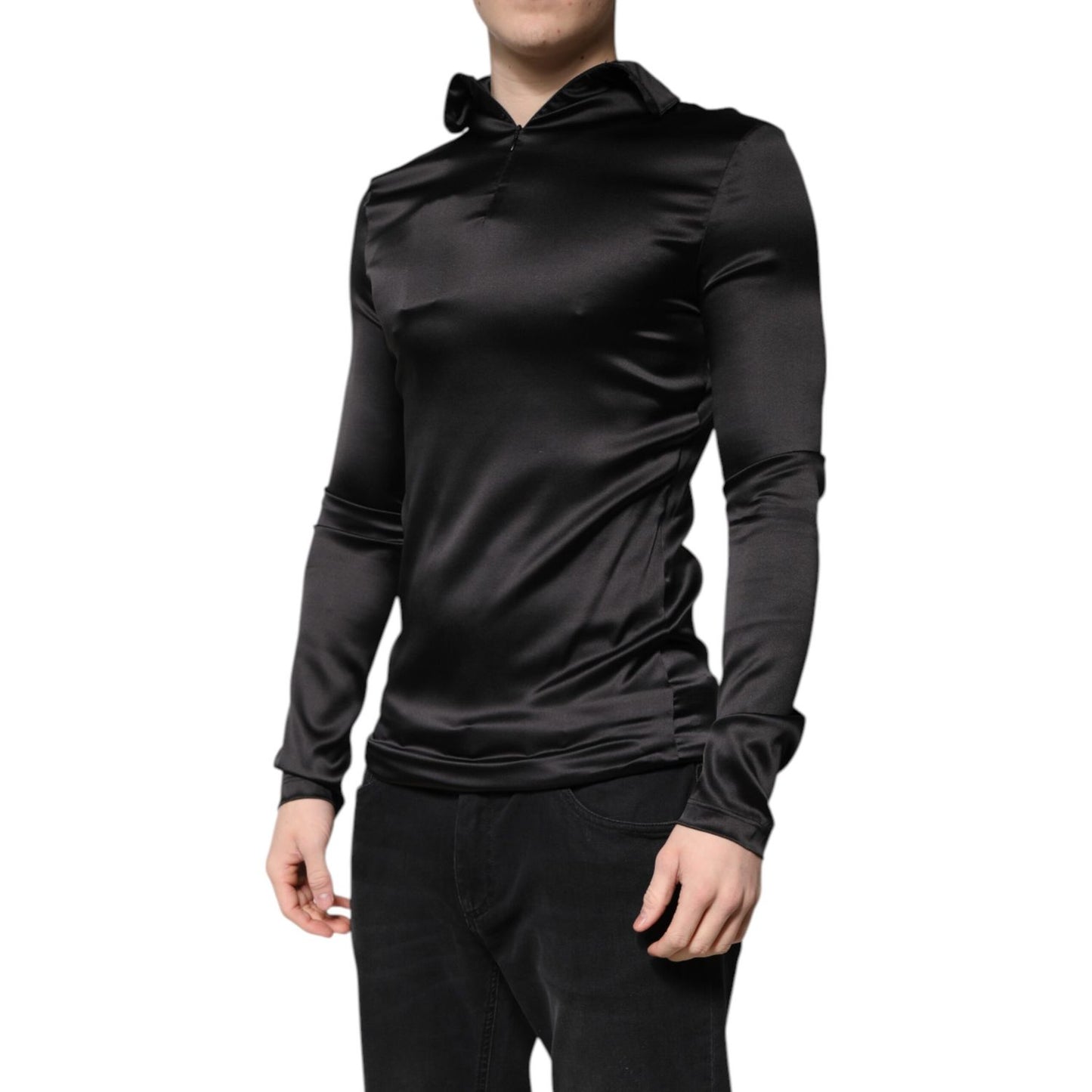 Dolce & Gabbana Black Silk Turtleneck Men Pullover Sweater Dolce & Gabbana