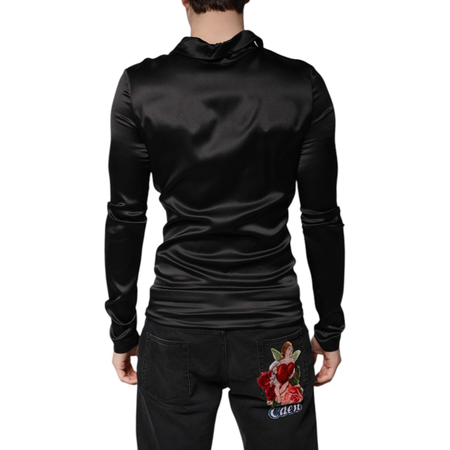 Dolce & Gabbana Black Silk Turtleneck Men Pullover Sweater Dolce & Gabbana