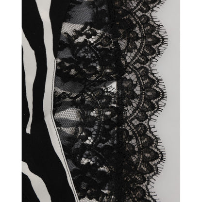 Dolce & Gabbana Black Silk Zebra Print Lace High Waist Underwear