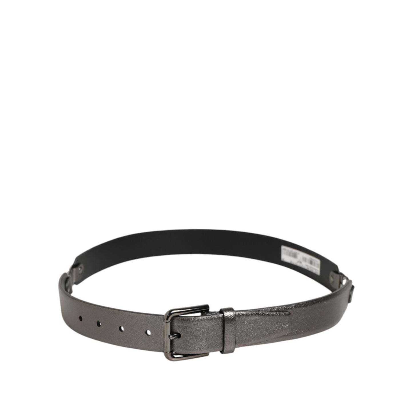 Dolce & Gabbana Black Silver Pebbled Texture Leather Buckle Men Belt Dolce & Gabbana