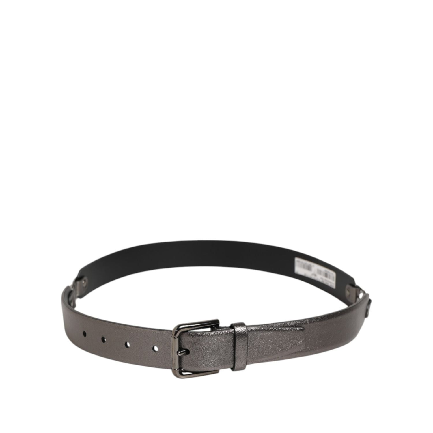 Dolce & Gabbana Black Silver Pebbled Texture Leather Buckle Men Belt