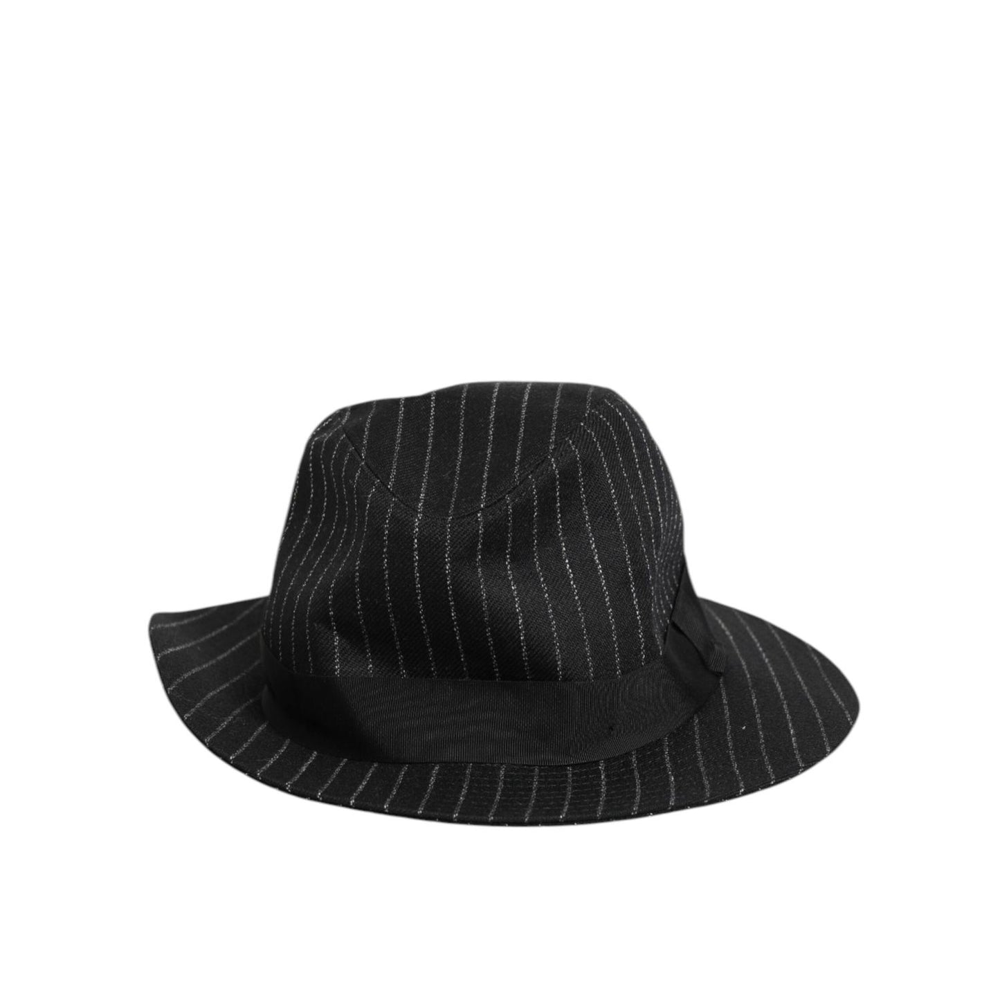 Dolce & Gabbana Black Striped Virgin Wool Men Fedora Capello Hat Dolce & Gabbana
