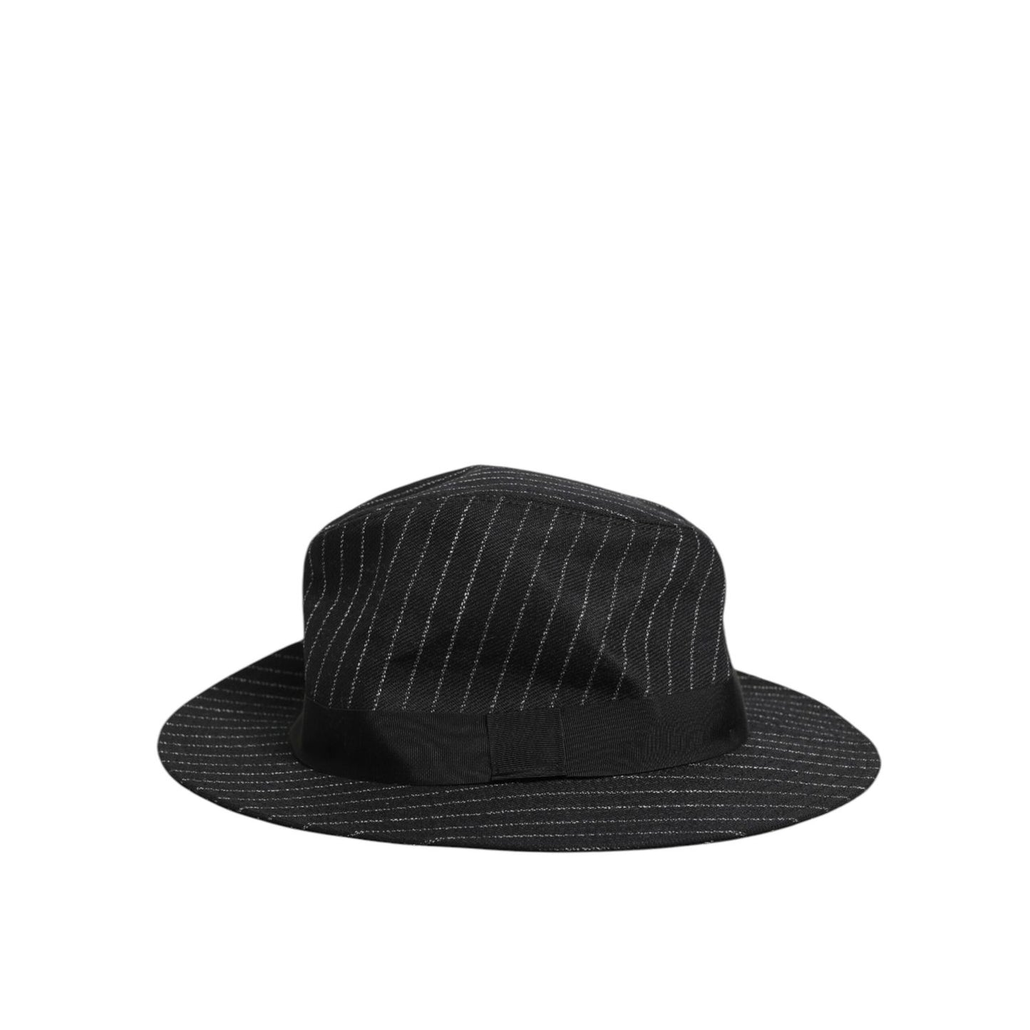 Dolce & Gabbana Black Striped Virgin Wool Men Fedora Capello Hat Dolce & Gabbana