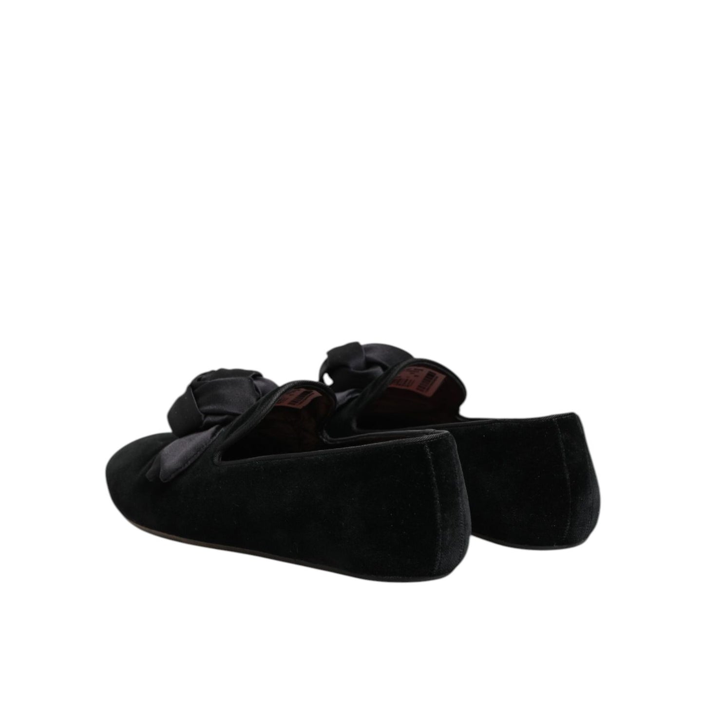 Dolce & Gabbana Black Suede Cotton Rose Slip On Loafers Shoes Dolce & Gabbana