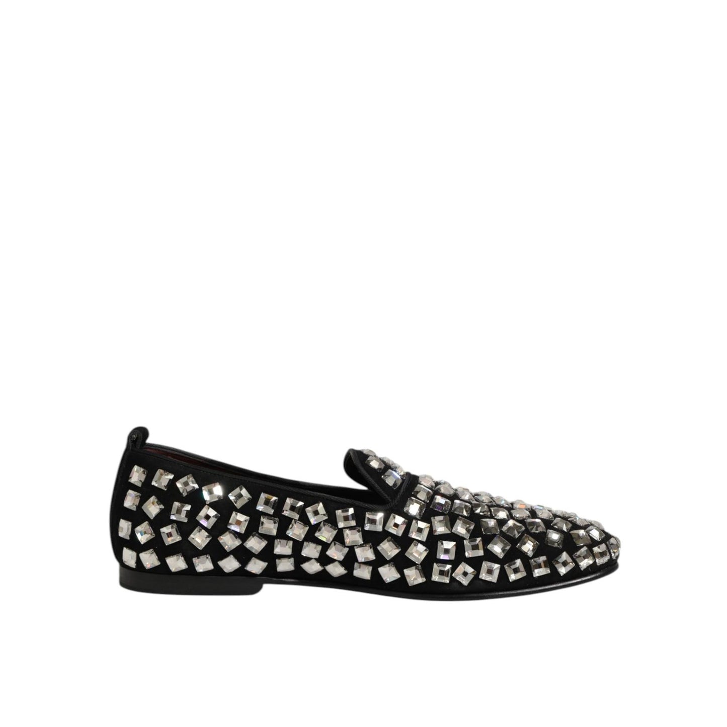 Dolce & Gabbana Black Suede Crystals Loafers Men Dress Shoes Dolce & Gabbana