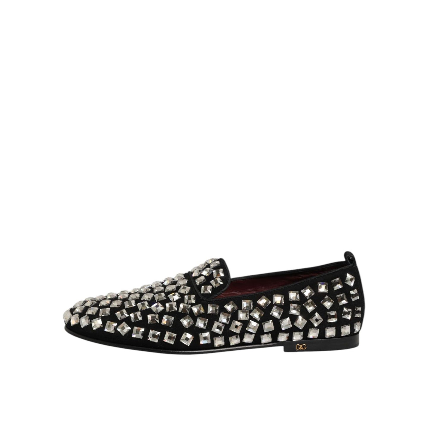 Dolce & Gabbana Black Suede Crystals Loafers Men Dress Shoes Dolce & Gabbana
