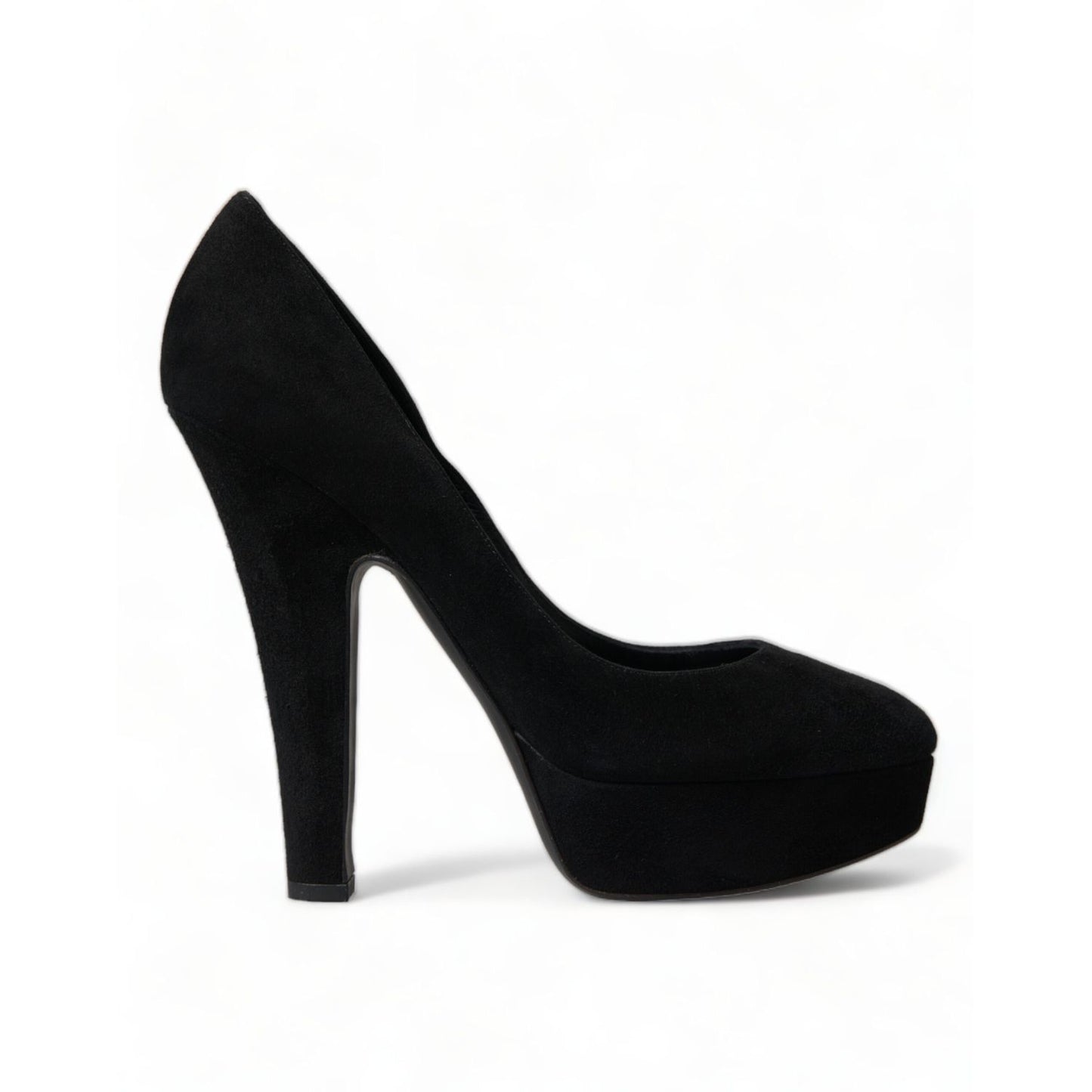 Dolce & Gabbana Black Suede Leather Platform Heel Pumps Shoes Dolce & Gabbana