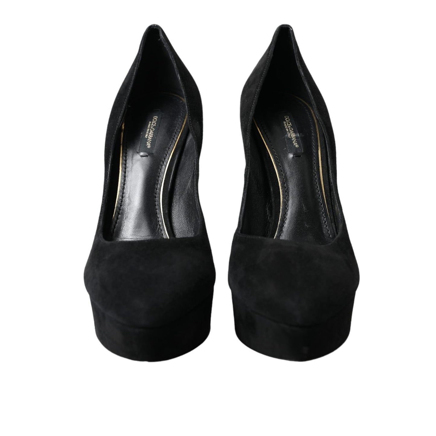 Dolce & Gabbana Black Suede Leather Platform Heel Pumps Shoes Dolce & Gabbana
