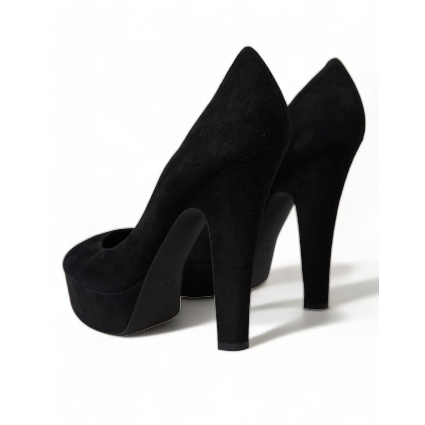 Dolce & Gabbana Black Suede Leather Platform Heel Pumps Shoes Dolce & Gabbana