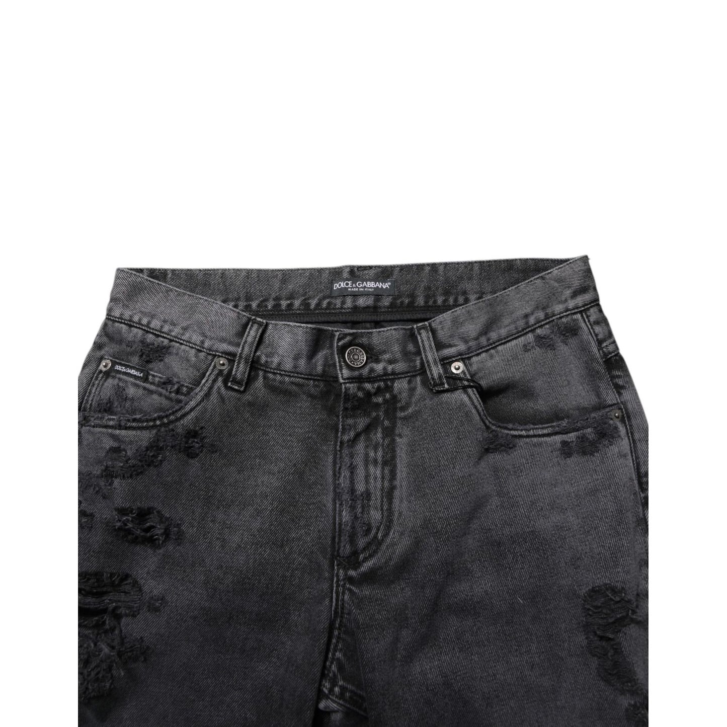 Dolce & Gabbana Black Tattered Skinny Cotton Men Denim Jeans Dolce & Gabbana
