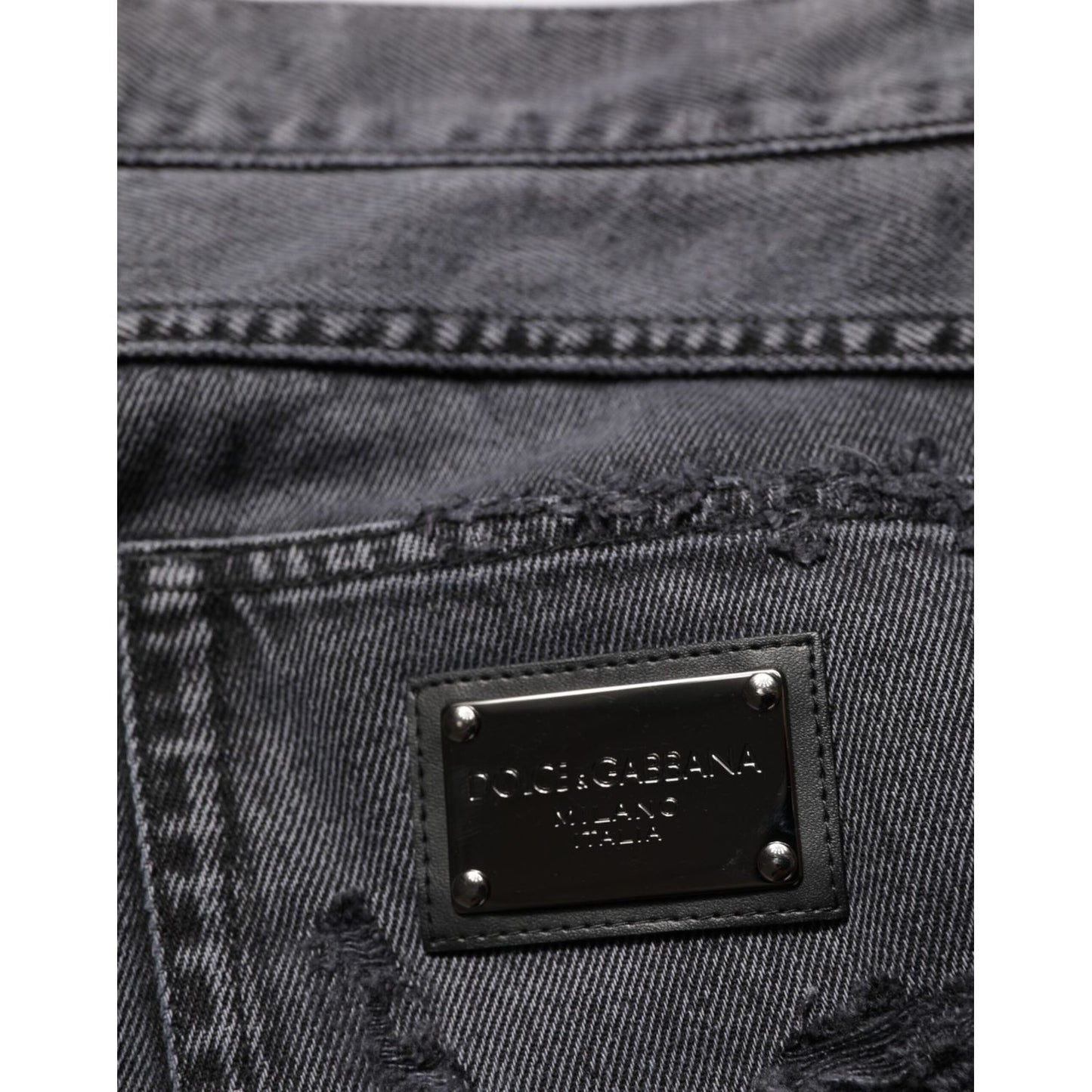 Dolce & Gabbana Black Tattered Skinny Cotton Men Denim Jeans Dolce & Gabbana