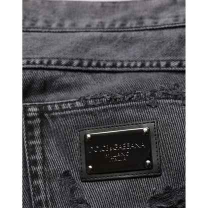 Dolce & Gabbana Black Tattered Skinny Cotton Men Denim Jeans Dolce & Gabbana