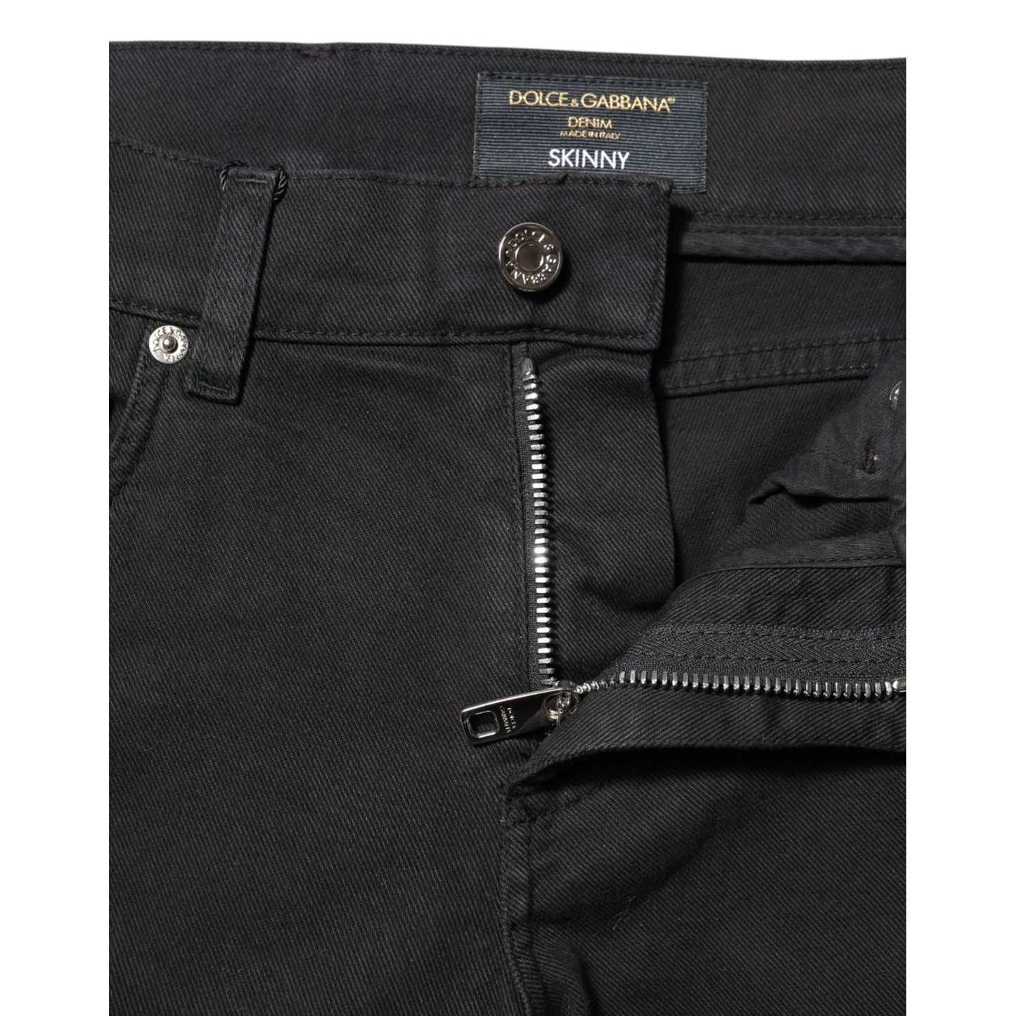 Dolce & Gabbana Black Tattered White Lining Skinny Denim Jeans Dolce & Gabbana