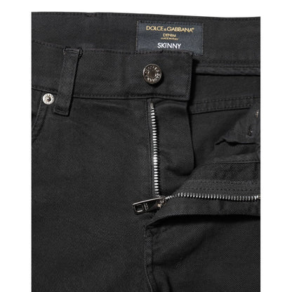 Dolce & Gabbana Black Tattered White Lining Skinny Denim Jeans Dolce & Gabbana