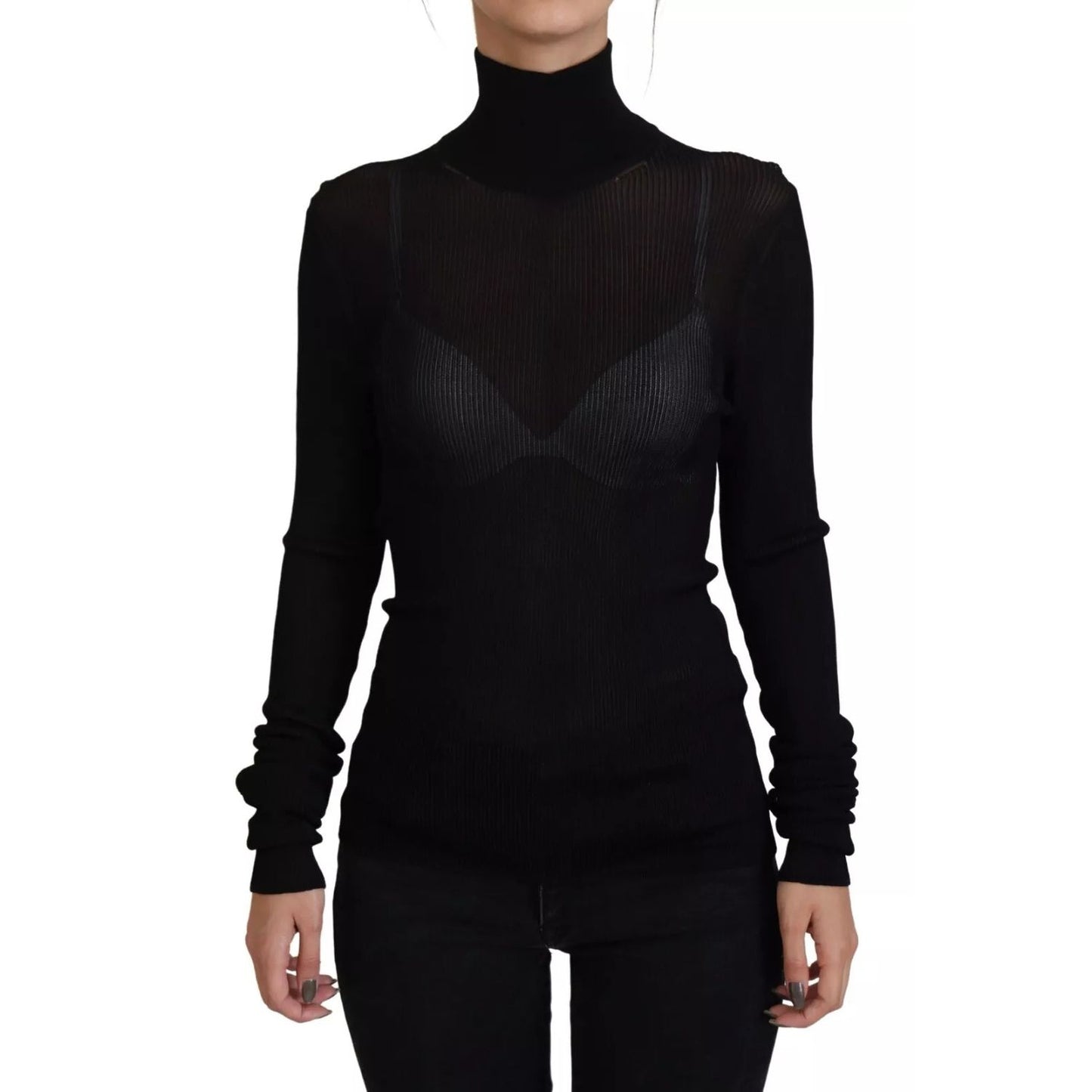 Dolce & Gabbana Black Turtleneck Slim Fit Pullover Sweater Dolce & Gabbana