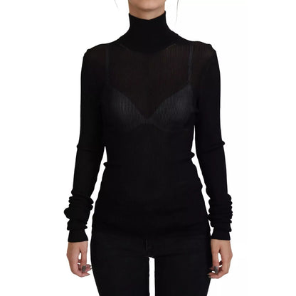 Dolce & Gabbana Black Turtleneck Slim Fit Pullover Sweater Dolce & Gabbana
