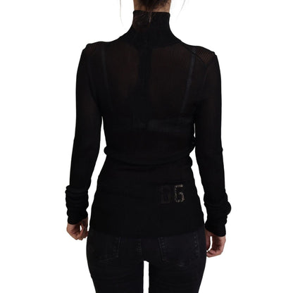 Dolce & Gabbana Black Turtleneck Slim Fit Pullover Sweater Dolce & Gabbana