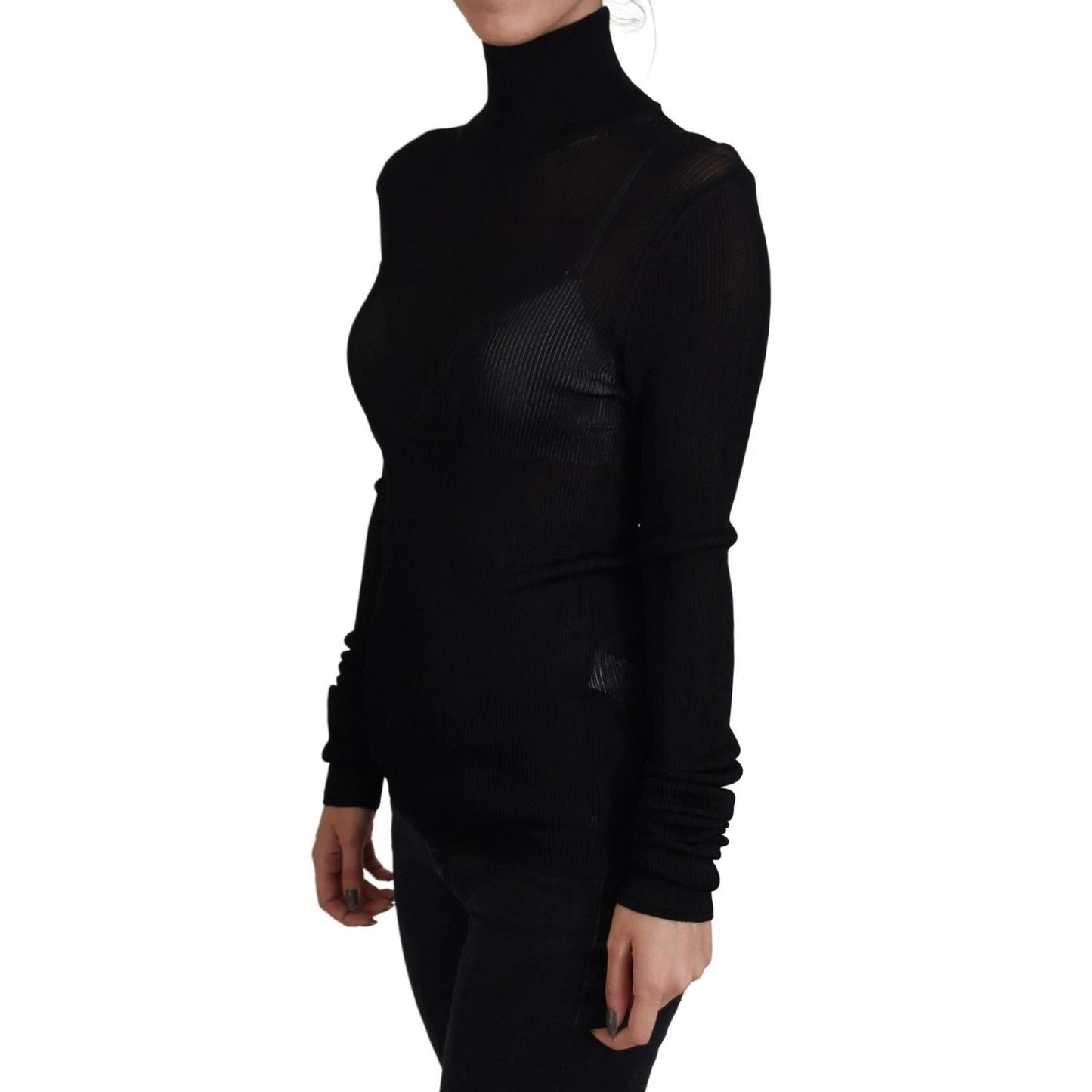 Dolce & Gabbana Black Turtleneck Slim Fit Pullover Sweater Dolce & Gabbana