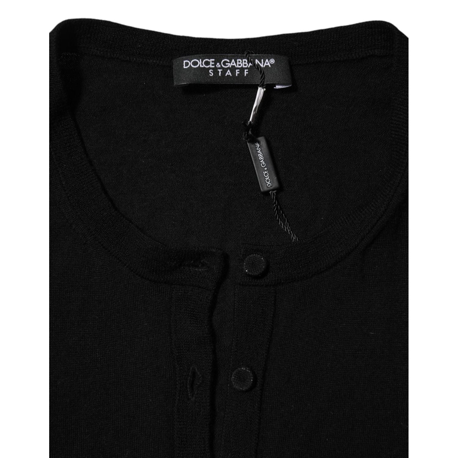 Dolce & Gabbana Black Virgin Wool Buttoned Cardigan Sweater