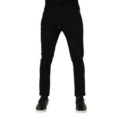 Dolce & Gabbana Black Viscose Drawstring Men Jogger Pants Dolce & Gabbana